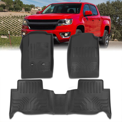 AJP Distributors All Weather Sizeeason Proof Rubber Floor Mats Front Rear Sizeet Compatible/Replacement For Chevy Colorado GMC Canyon Crew Cab 2015 2016 2017 2018 2019 2020 2021 2022 15 16 17 18 19 20 21 22