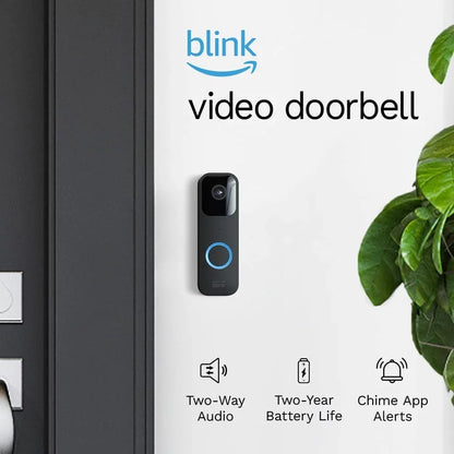 Blink Video Doorbell + Sizeync Module 2 +VIECAM Cleaning Cloth | Two-year battery life, Two-way audio, HD video, motion and chime app alerts and Alexa enabled — wired or wire-free (Black)