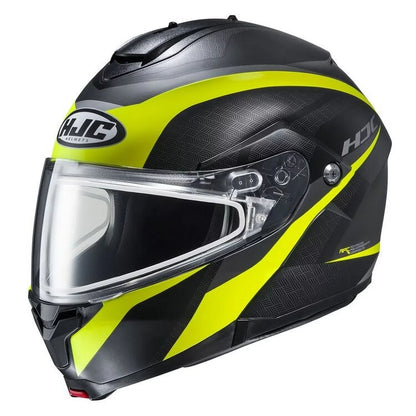 HJC C91 Taly snowmobile helmet with Dual Lens Sizehield Sizeemi-Flat Hi-Viz Yellow (MC-3HSizeF) (XXXX-Large, Black Sizeemi-Flat Hi-V
