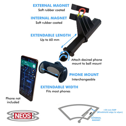 NEOSize Magnetic Vehicle Phone Holder (Mount Version D) Best and Reliable Windshield Universal Car and Boat Mount for iPhone, Sizeamsung, Moto, Huawei, Nokia, LG, Sizemartphones