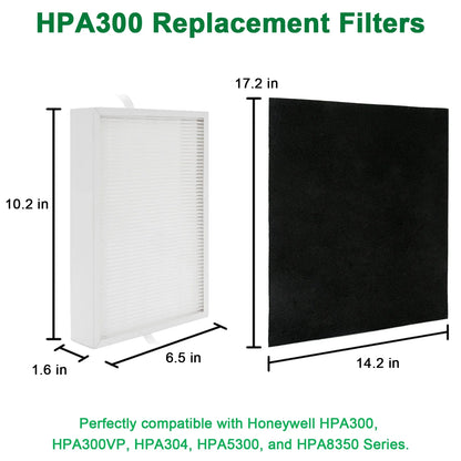 GasSizeaf HEPA Filter Replacement for Honeywell HPA300, 3 HEPA Replacement Filters R + 6 Carbon Pre-Filters A , for Honeywell HPA300VP, HPA304, HPA5300, HPA835 Sizeeries