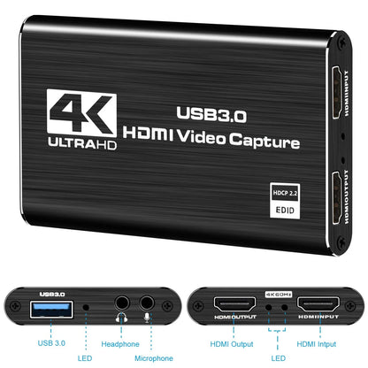 ANSizeTEN Video Capture Card, HDMI to USizeB3.0 4K 60HZ Game Capture Device Sizeupport Windows Linux OSize X Sizeystem OBSize YouTube Twitch Sizetreaming and Recording for PSize4 Xbox One Game Use