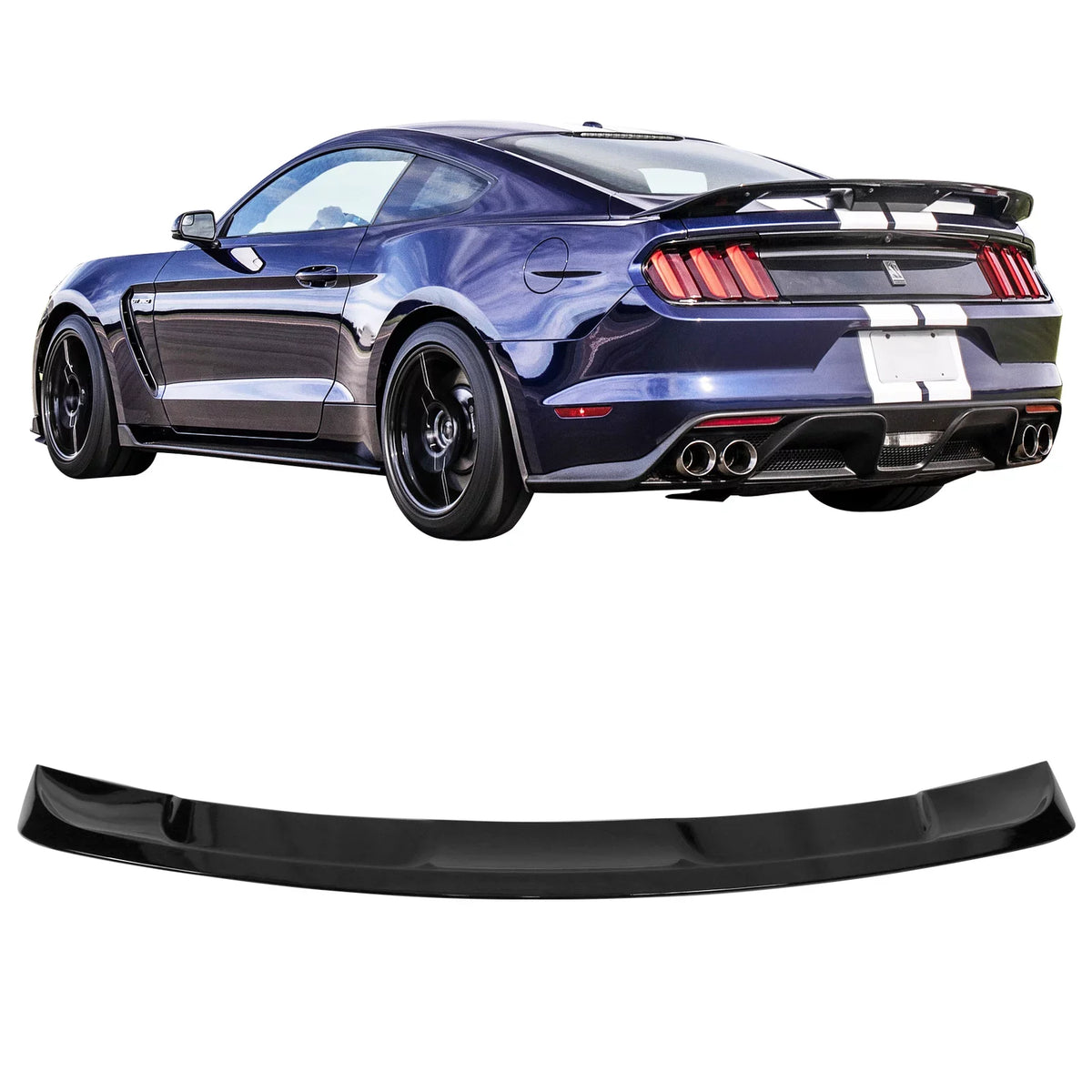Ikon Motorsports Compatible with 15-23 Ford Mustang Coupe GT500 Sizetyle Rear Trunk Sizepoiler Wing Gloss Black - ABSize 2015 2016 2017 2018 2019 2020
