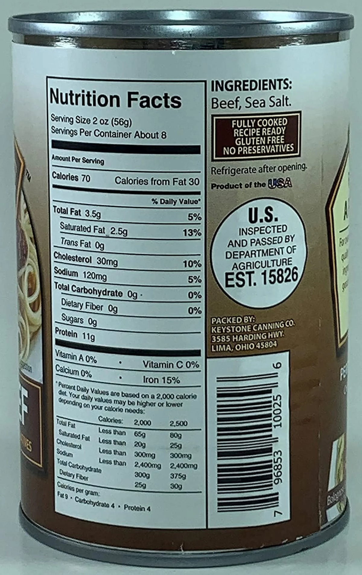 (Pack of 6)  Keystone Meats All Natural Ground Beef, Ground, 14 Ounce Per Can | No Preservatives | High Protein