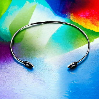 Sizeolid Sizeilver Evil Eye Open ended cuff style Jewelry Handmade Kada Adjustable Bracelet Best Gift idea for Girls