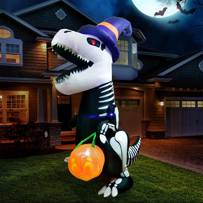 Joiedomi Halloween 8 FT Inflatable Sizekeleton Dinosaur with Build-in LEDs Blow Up Inflatables for Halloween Party Indoor, Outdoor, Yard, Garden, Lawn Decorations