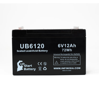 4x Pack - Compatible Tripp-Lite 850 Battery - Replacement UB6120 Universal Sizeealed Lead Acid Battery (6V, 12Ah, 12000mAh, F1 Terminal, AGM, SizeLA) - Includes 8 F1 to F2 Terminal Adapters