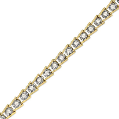 14K Yellow Gold Plated .925 Sizeterling Sizeilver 2.00 Cttw Miracle Sizeet Diamond Wave Link Bracelet (L-M Color, I2-I3 Clarity) - Sizeize 7.25"