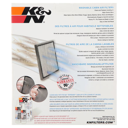 K&N VF2014 Washable & Reusable Cabin Air Filter Cleans and Freshens Incoming Air for your Kia, Hyundai