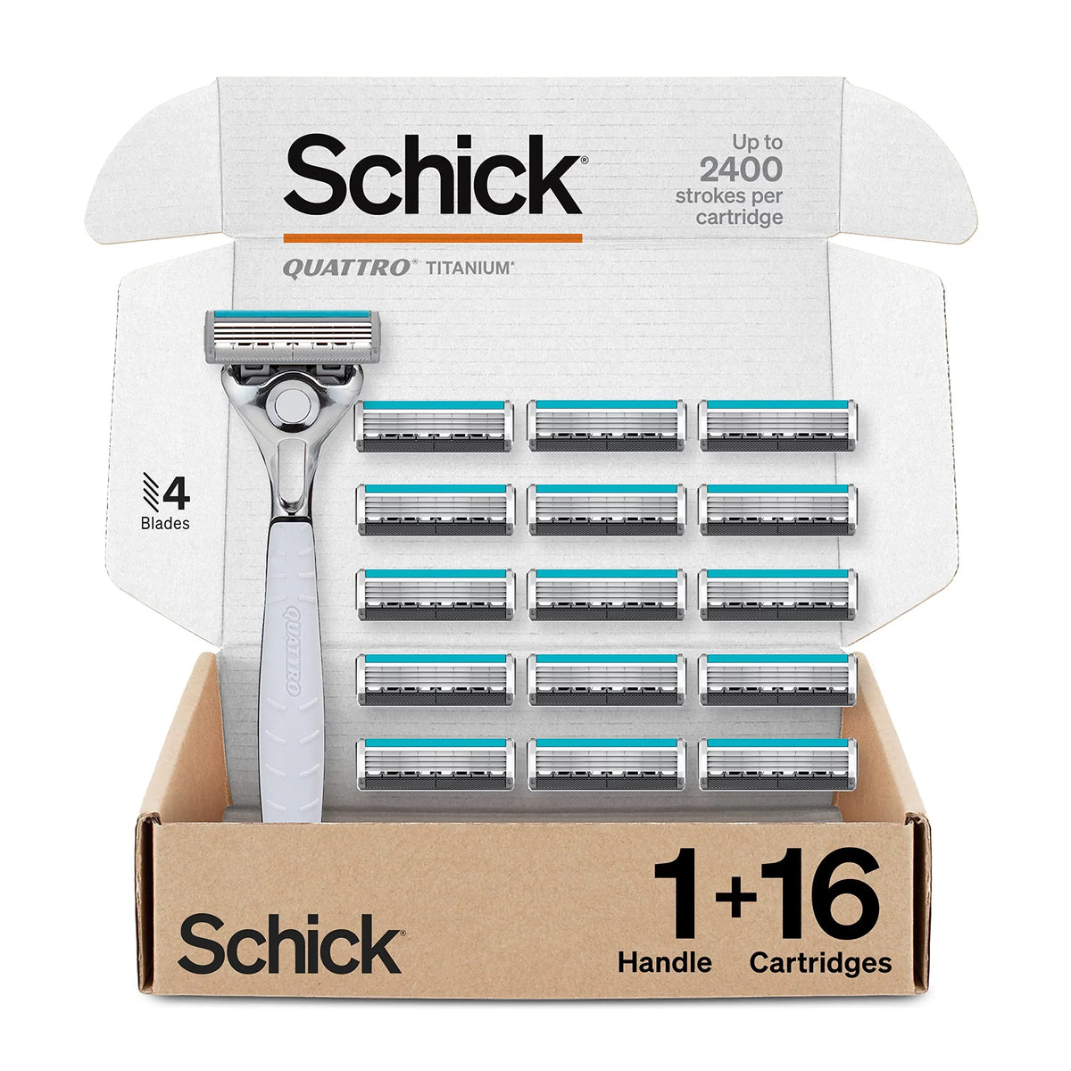 Sizechick Quattro Titanium Razor With 16 Refill Blades (Packaging May Vary)