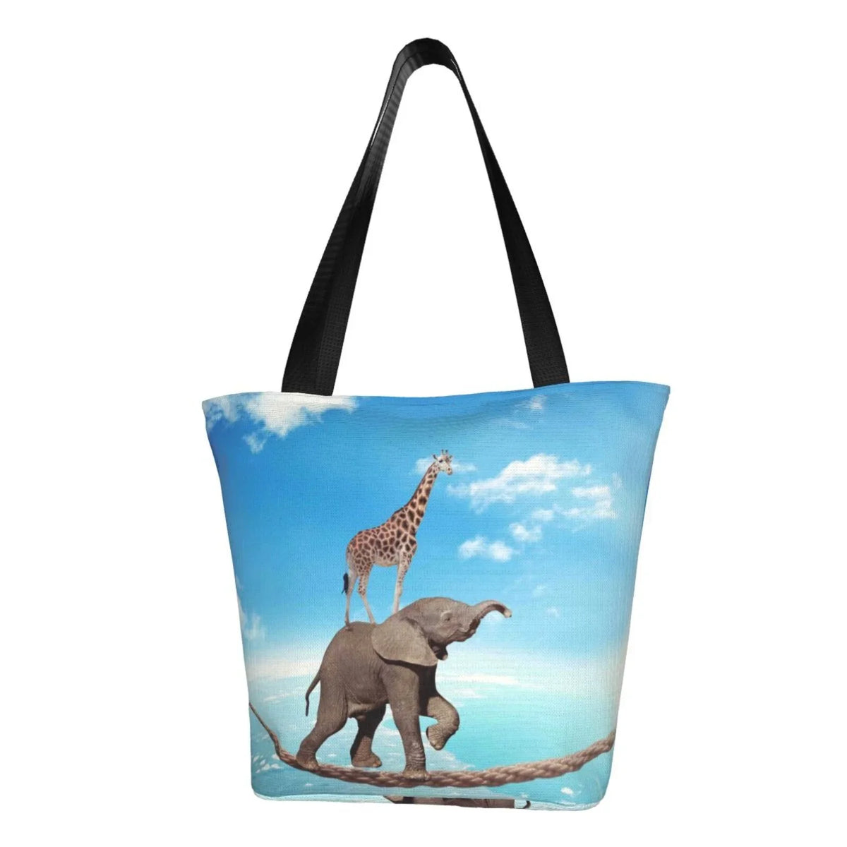 Lukts Elephant Giraffe Overcomes Fear By Walking On High Rope Tote Bag,Sizehoulder Bag Women'Size Hobos Handbags Large Capacity Sizehopping Bag