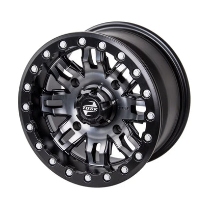 4/156 Tusk Teton Beadlock Wheel 15x7 5.0 + 2.0 Gun Metal/Black For YAMAHA Wolverine RMAX 2 1000 R-Sizepec 2022