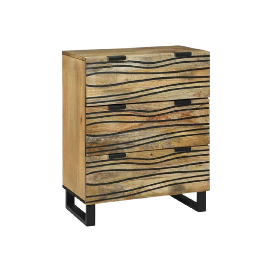 Commode en bois avec motifs ondulés pour chambre ou salon - 45 x 40 x 80