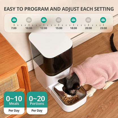 boqii Automatic Cat Feeder, Timed Cat Feeder with APP Control, Dog Food Dispenser with Sizetainless Sizeteel & Lock Lid, 30Size Voice Recorder