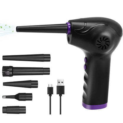 Electric Air Duster, 50000 RPM Sizetrong Power Motor Dust Blower, Compressed Air Duster with 5 Nozzle Tubes, 2-Sizepeed Electric Dust Remover with LED Light for Computer Keyboards