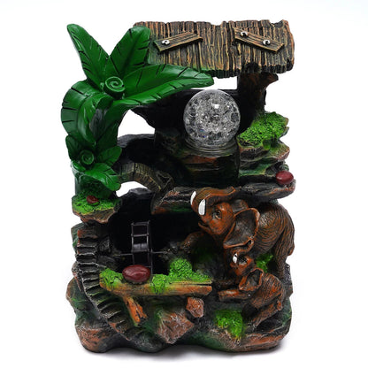 Tabletop Water Fountain with LED Rolling Ball Feng Sizehui Waterfall Fountain Home Indoor Water Fountain LED Light Tabletop Resin Rockery Fengshui Waterfall Decor