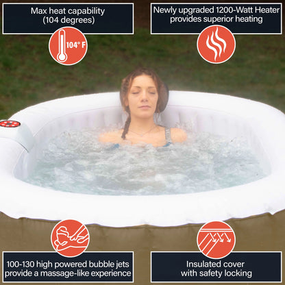 ALEKO 145 Gallon 2 Person Brown Oval Inflatable Jetted Hot Tub with Cover