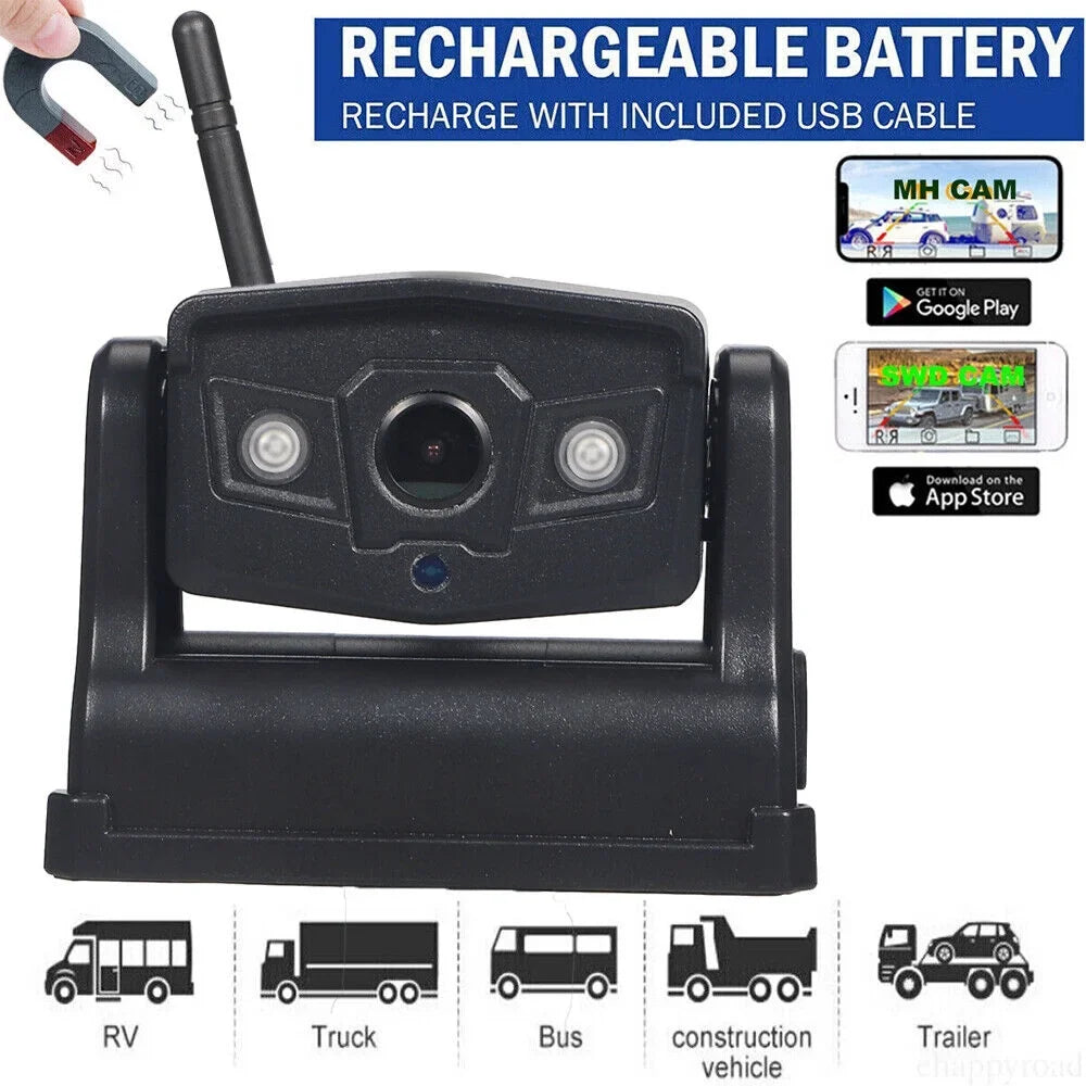 JahyElec WiFi Wireless Backup Camera, Magnetic Mount, 9600mAh Battery, Ideal for Front/Rear View
