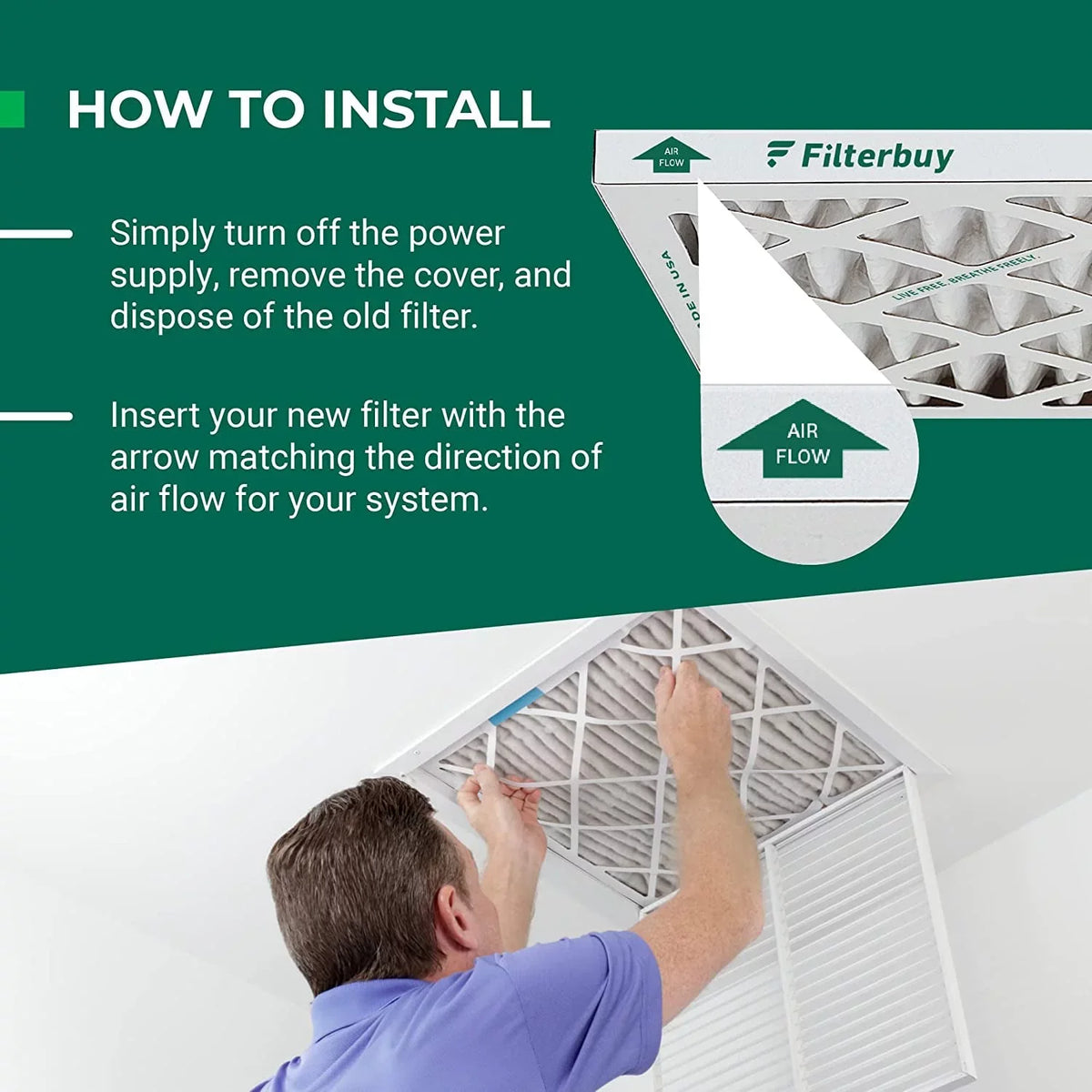 Filterbuy 16x25x1 MERV 13 Pleated HVAC AC Furnace Air Filters (3-Pack)