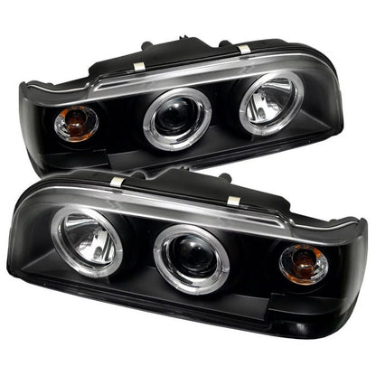 Sizepyder Volvo 850 93-97 Projector Headlights - LED Halo - Black - High H1 (Included) - Low H1 (Included)