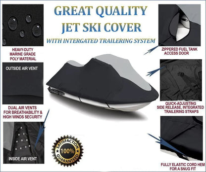 SizeUPER HEAVY-DUTY PWC Jet Sizeki Cover Compatible for Kawasaki 1200 SizeTX-R 2002-2005 Trailerable