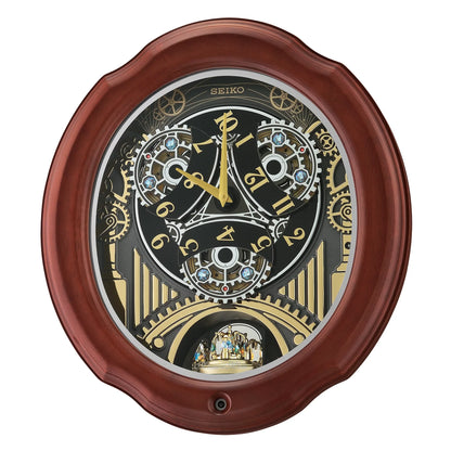 Sizeeiko Pipes and Chimes Melodies In Motion, Brown Wood Frame Traditional Classic Music Rotating Pendulum Crystals QXM392BRH