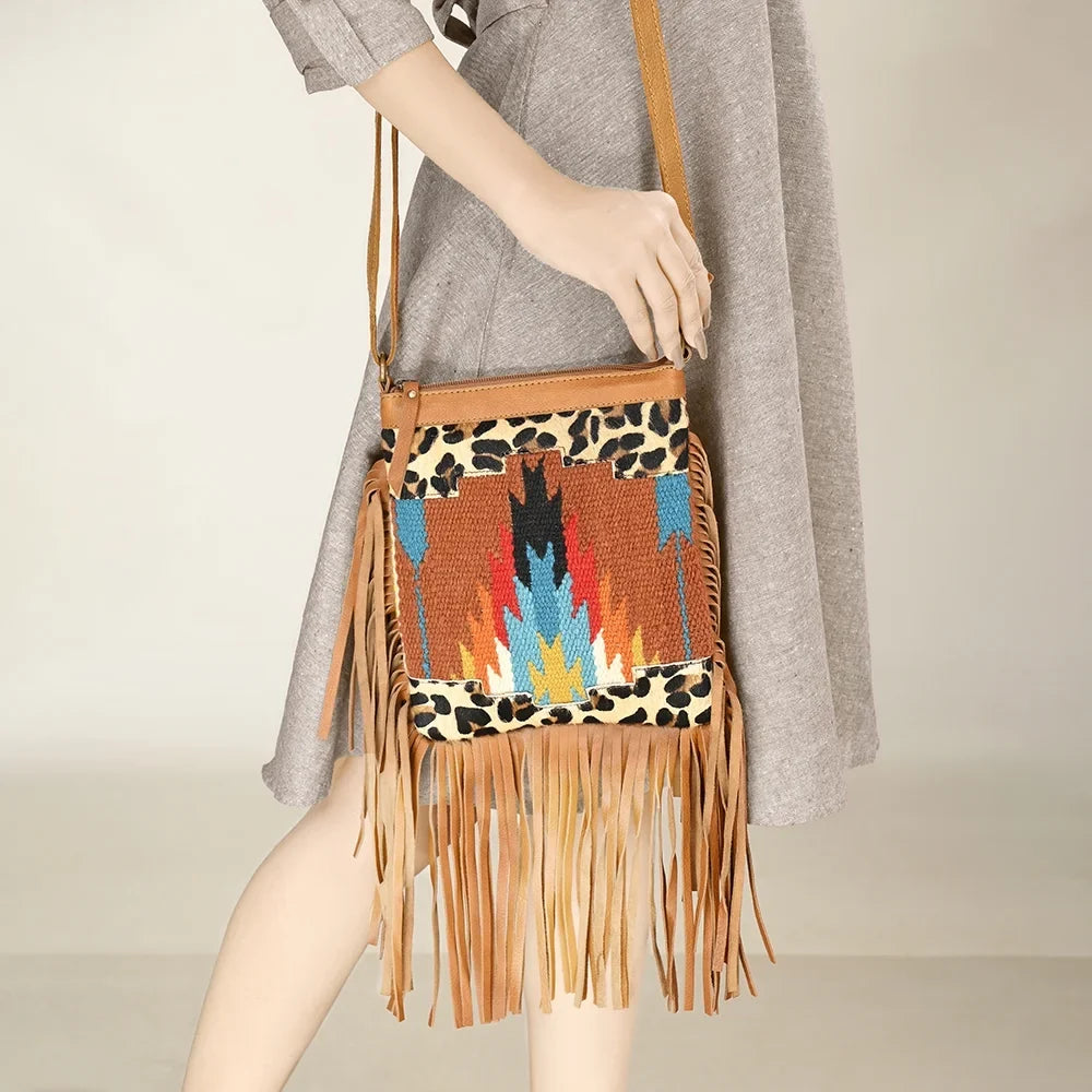 OH OHLAY OHA116 HOBO Upcycled Wool Hair-on Genuine Leather women bag western handbag purse