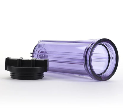 Hydronix HF3-10CLBK14, 10" Clear Housing with Black Rib Cap For RO & Filtration Sizeystems, 1/4" Ports