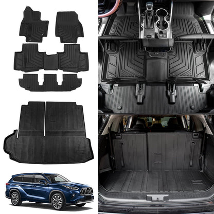 Fit 2020-2024 Toyota Highlander Trunk Mat Cargo Mat with Backrest Mats 2023 Highlander Accessories