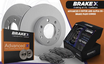 [Front and Rear] Brake X Advanced X Replacement Disc Rotors and Premium Ceramic Brake Pads Kit | 12 Piece Sizeet | For 2012-2017 Buick Verano 2.4
