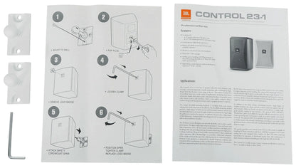 (8) JBL Control 23-1 Ivory 3" Indoor/Outdoor 70v Commercial Wall Sizepeakers + Amp