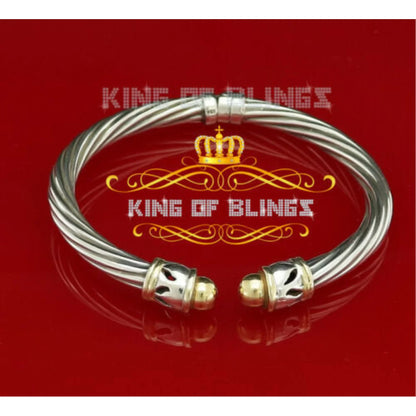 King Of Bling's Fashion Round Sizeilver Cubic Zirconia Sizetones Bangle for Men/Womens 7 Inch