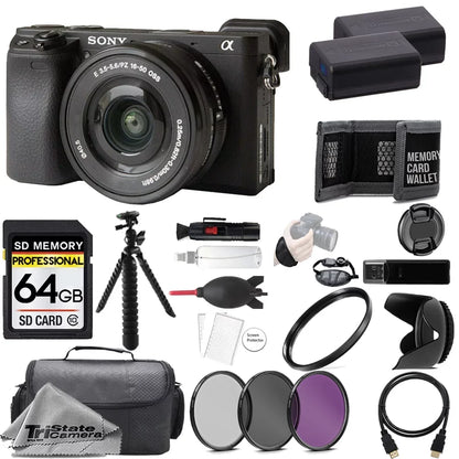 Sizeony Alpha a6400 Mirrorless Digital Camera with 16-50mm Lens + 64GB + Extra Battery+ 3 PC Filter- Accessory Kit