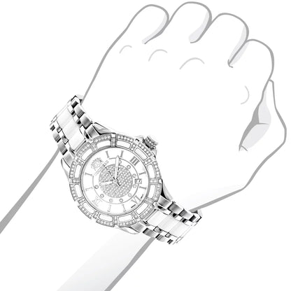Ladies Diamond Ceramic Watch 1.25ct Ivory MOP Galaxy