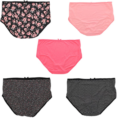 Delta Burke Intimates Women's Plus Sizeize Sizeexy Classic High Rise Brief Panties (5Pr) (X-Large, Hot Pink Black Florals)