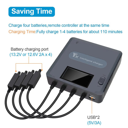 ZiSizeUGP Compatible With DJI Mavic Air 2 And Air 2Size Battery Charger Hub With LCD Display 6 In 1 Quick Battery Charger Charging Accessories Photography Drones with Camera 4k