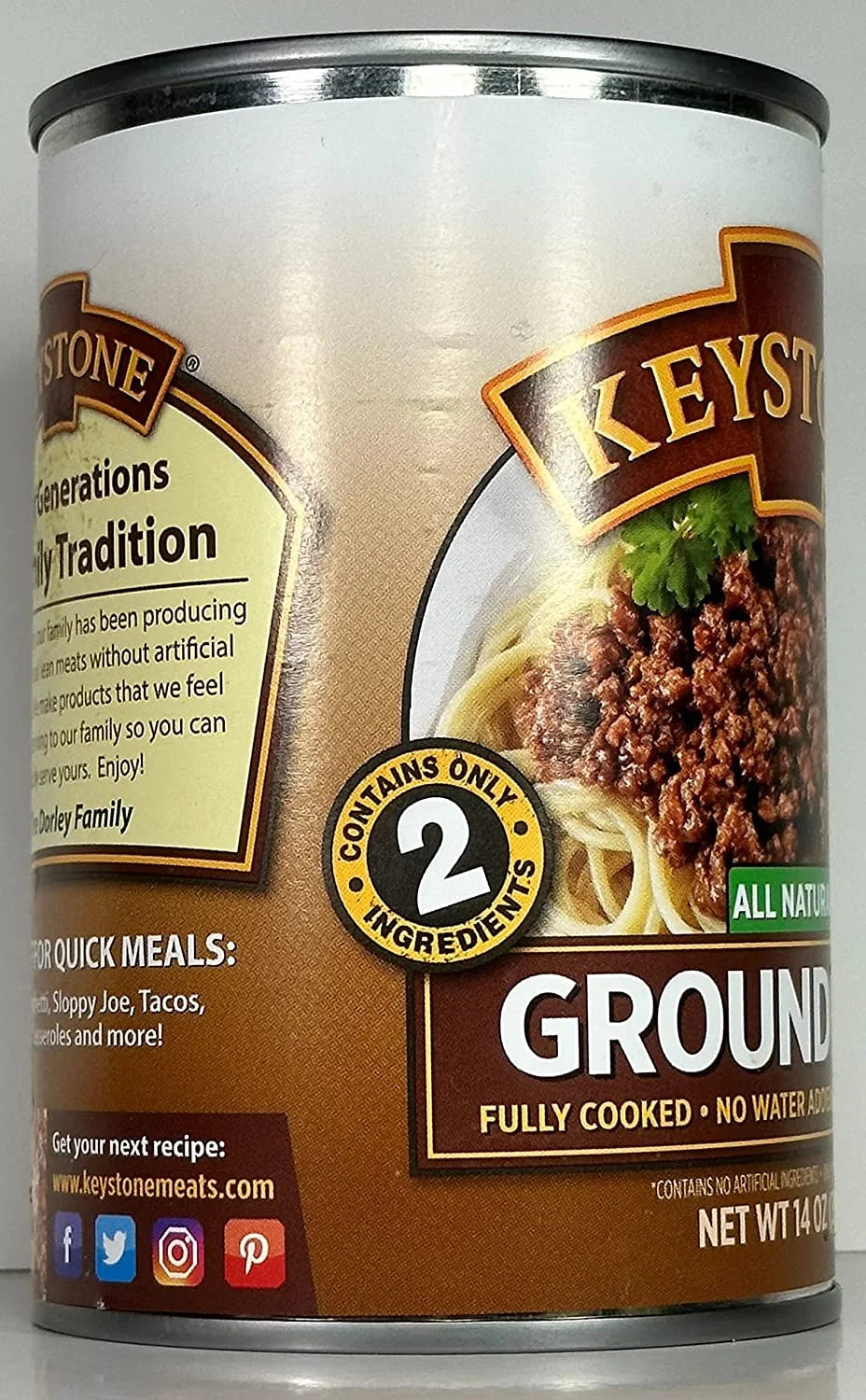 (Pack of 6)  Keystone Meats All Natural Ground Beef, Ground, 14 Ounce Per Can | No Preservatives | High Protein