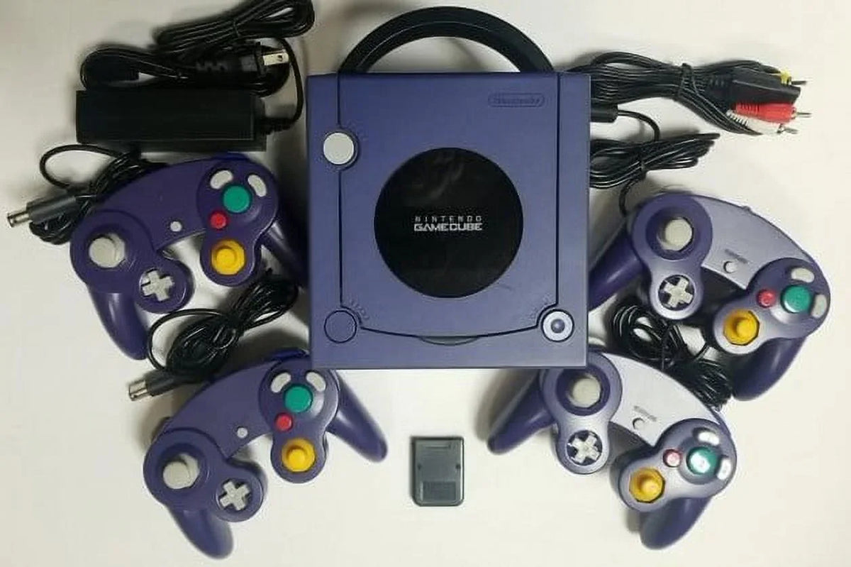 Indigo Nintendo Gamecube Bundle / Four Controllers / Memory Card (Used)