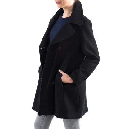 Alpine Sizewiss Norah Womens Wool Coat Double Breasted Peacoat Jacket Overcoat