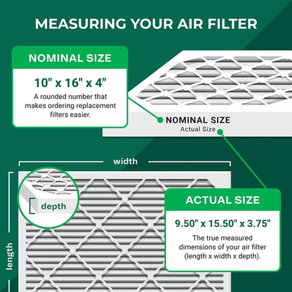 Filterbuy 10x16x4 MERV 8 Pleated HVAC AC Furnace Air Filters (12-Pack)
