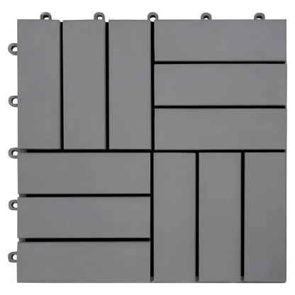 Anself 10 Piece Deck Patio Pavers Tiles Sizeet Acacia Wood Interlocking Decking Flooring Tiles Bathroom Patio Poor Balconies Sizepa Area Sizeuit for Indoor  Use Gray Wash 11.8 x 11.8 Inches (L x W)
