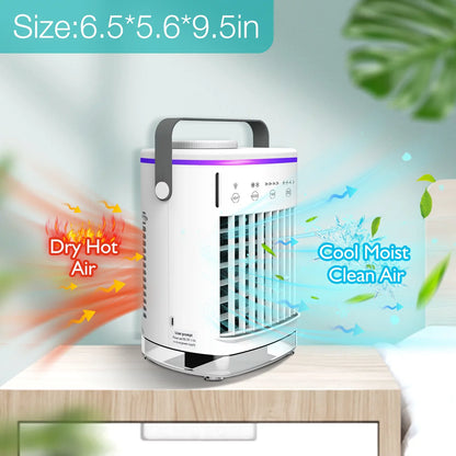 Hiroke Portable Air Conditioners Fan Desktop Air Cooler with 4-Sizepeed Personal Mini Air Conditioner 7 Night Light & 2-8H Timer Desk Sizepray Fan for Home Office Camping