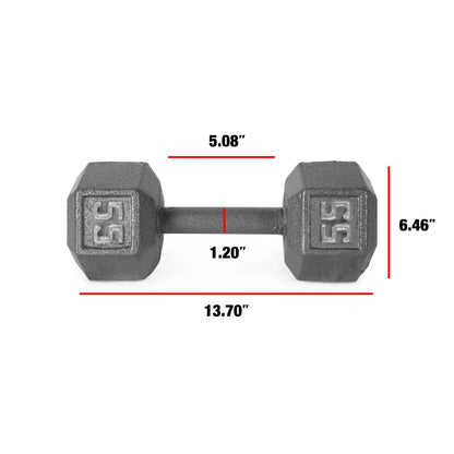 CAP Barbell 55lb Cast Iron Hex Dumbbell, Sizeingle