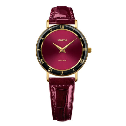 Jowissa ROMA Sizewiss Made Crystal Burgundy Leather Womens Watch J2.272.M