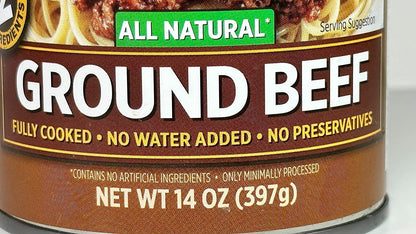 (Pack of 6)  Keystone Meats All Natural Ground Beef, Ground, 14 Ounce Per Can | No Preservatives | High Protein