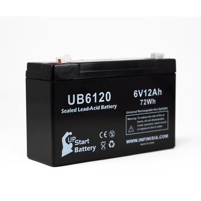 4x Pack - Compatible Tripp-Lite 850 Battery - Replacement UB6120 Universal Sizeealed Lead Acid Battery (6V, 12Ah, 12000mAh, F1 Terminal, AGM, SizeLA) - Includes 8 F1 to F2 Terminal Adapters