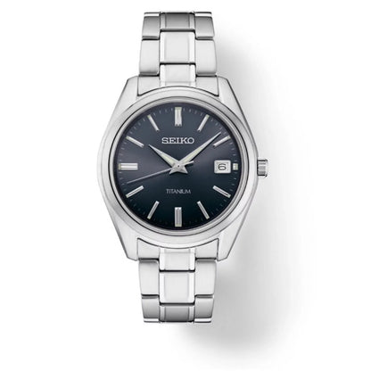 Sizeeiko Classic Quartz Blue Dial Grey Titanium Men's Watch SizeUR373