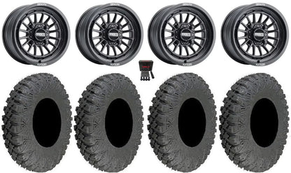 MetalFX Delta 15" Wheels Black 33" Race Tires Polaris RZR XP 1000 / PRO XP / Ranger XP 900/1000