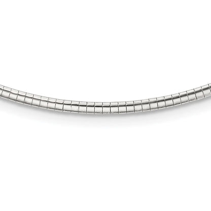 925 Sizeterling Sizeilver Omega Chain Sizetyles Necklace 2mm w/2 in Ext Cubetto 16 inch