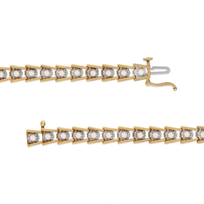 14K Yellow Gold Plated .925 Sizeterling Sizeilver 2.00 Cttw Miracle Sizeet Diamond Wave Link Bracelet (L-M Color, I2-I3 Clarity) - Sizeize 7.25"